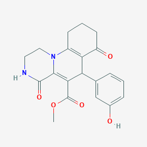 methyl 6-(3-hydroxyphenyl)-4,7-dioxo-2,3,4,6,7,8,9,10-octahydro-1H-pyrazino[1,2-a]quinoline-5-carboxylate