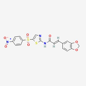 (2E)-3-(1,3-benzodioxol-5-yl)-N-{5-[(4-nitrophenyl)sulfonyl]-1,3-thiazol-2-yl}prop-2-enamide