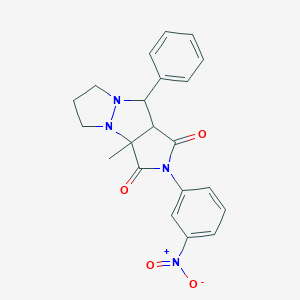 molecular formula C21H20N4O4 B480191 2-{3-nitrophenyl}-3a-methyl-9-phenyltetrahydro-5H-pyrazolo[1,2-a]pyrrolo[3,4-c]pyrazole-1,3(2H,3aH)-dione CAS No. 495384-36-6