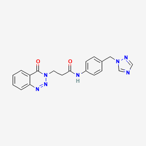 molecular formula C19H17N7O2 B4802188 3-(4-oxo-1,2,3-benzotriazin-3(4H)-yl)-N-[4-(1H-1,2,4-triazol-1-ylmethyl)phenyl]propanamide 