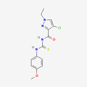 molecular formula C14H15ClN4O2S B4802335 4-chloro-1-ethyl-N-{[(4-methoxyphenyl)amino]carbonothioyl}-1H-pyrazole-3-carboxamide 