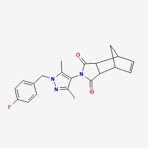 molecular formula C21H20FN3O2 B4802361 4-[1-(4-fluorobenzyl)-3,5-dimethyl-1H-pyrazol-4-yl]-4-azatricyclo[5.2.1.0~2,6~]dec-8-ene-3,5-dione 