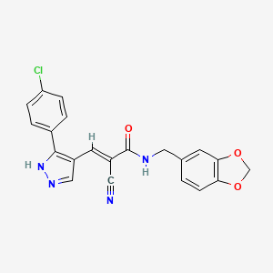 molecular formula C21H15ClN4O3 B4802385 N-(1,3-benzodioxol-5-ylmethyl)-3-[3-(4-chlorophenyl)-1H-pyrazol-4-yl]-2-cyanoacrylamide 