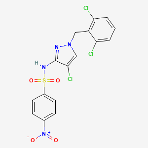 molecular formula C16H11Cl3N4O4S B4802435 N~1~-[4-CHLORO-1-(2,6-DICHLOROBENZYL)-1H-PYRAZOL-3-YL]-4-NITRO-1-BENZENESULFONAMIDE 