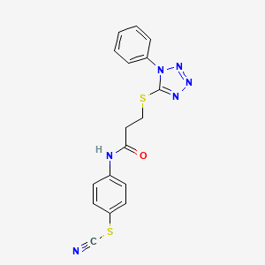 molecular formula C17H14N6OS2 B4802498 4-({3-[(1-phenyl-1H-tetrazol-5-yl)thio]propanoyl}amino)phenyl thiocyanate 