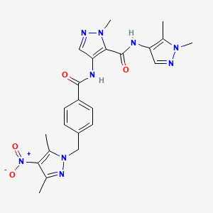 molecular formula C23H25N9O4 B4802502 4-({4-[(3,5-DIMETHYL-4-NITRO-1H-PYRAZOL-1-YL)METHYL]BENZOYL}AMINO)-N~5~-(1,5-DIMETHYL-1H-PYRAZOL-4-YL)-1-METHYL-1H-PYRAZOLE-5-CARBOXAMIDE 