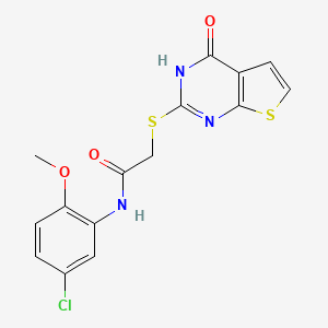 molecular formula C15H12ClN3O3S2 B4802596 N-(5-chloro-2-methoxyphenyl)-2-[(4-oxo-3,4-dihydrothieno[2,3-d]pyrimidin-2-yl)thio]acetamide 