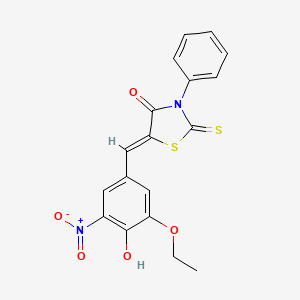 5-(3-ethoxy-4-hydroxy-5-nitrobenzylidene)-3-phenyl-2-thioxo-1,3-thiazolidin-4-one