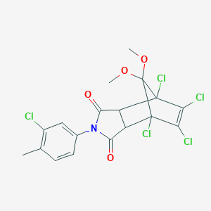 molecular formula C18H14Cl5NO4 B480263 1,7,8,9-Tetrachloro-4-(3-chloro-4-methylphenyl)-10,10-dimethoxy-4-azatricyclo[5.2.1.02,6]dec-8-ene-3,5-dione CAS No. 495384-43-5