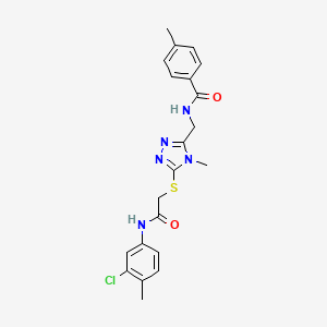 molecular formula C21H22ClN5O2S B4802663 N-{[5-({2-[(3-chloro-4-methylphenyl)amino]-2-oxoethyl}sulfanyl)-4-methyl-4H-1,2,4-triazol-3-yl]methyl}-4-methylbenzamide 