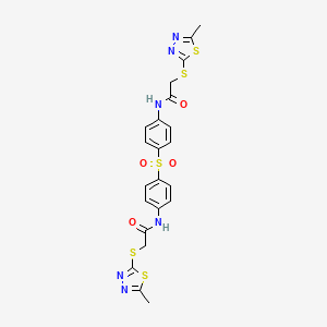 molecular formula C22H20N6O4S5 B4802675 N,N'-(sulfonyldi-4,1-phenylene)bis{2-[(5-methyl-1,3,4-thiadiazol-2-yl)thio]acetamide} 