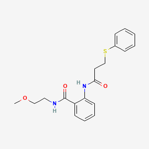 N-(2-methoxyethyl)-2-{[3-(phenylthio)propanoyl]amino}benzamide