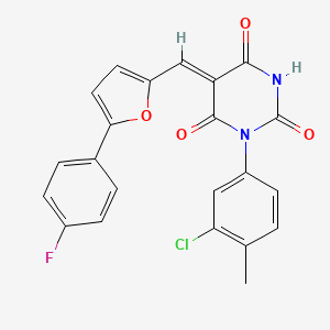 molecular formula C22H14ClFN2O4 B4802853 (5Z)-1-(3-chloro-4-methylphenyl)-5-{[5-(4-fluorophenyl)furan-2-yl]methylidene}pyrimidine-2,4,6(1H,3H,5H)-trione 