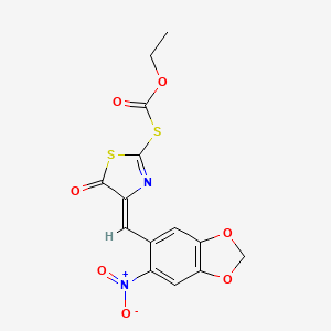 ethyl [(4Z)-4-[(6-nitro-1,3-benzodioxol-5-yl)methylidene]-5-oxo-1,3-thiazol-2-yl]sulfanylformate