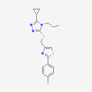 molecular formula C19H22N4S2 B4802931 4-{[(5-CYCLOPROPYL-4-PROPYL-4H-1,2,4-TRIAZOL-3-YL)SULFANYL]METHYL}-2-(4-METHYLPHENYL)-1,3-THIAZOLE 