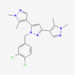 molecular formula C20H20Cl2N6 B4802958 1-[(3,4-dichlorophenyl)methyl]-3,5-bis(1,5-dimethylpyrazol-4-yl)pyrazole 