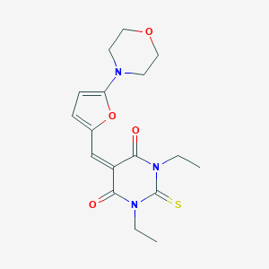 molecular formula C17H21N3O4S B480298 1,3-Diethyl-5-(5-morpholin-4-yl-furan-2-ylmethylene)-2-thioxo-dihydro-pyrimidine-4,6-dione CAS No. 443647-63-0