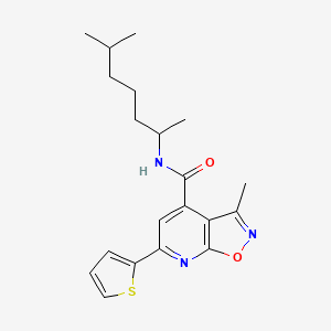 molecular formula C20H25N3O2S B4803012 N-(1,5-dimethylhexyl)-3-methyl-6-(2-thienyl)isoxazolo[5,4-b]pyridine-4-carboxamide 