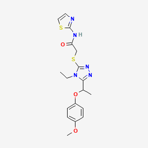 2-({4-ethyl-5-[1-(4-methoxyphenoxy)ethyl]-4H-1,2,4-triazol-3-yl}sulfanyl)-N-(1,3-thiazol-2-yl)acetamide