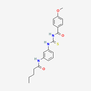 molecular formula C20H23N3O3S B4803082 4-methoxy-N-({[3-(pentanoylamino)phenyl]amino}carbonothioyl)benzamide 