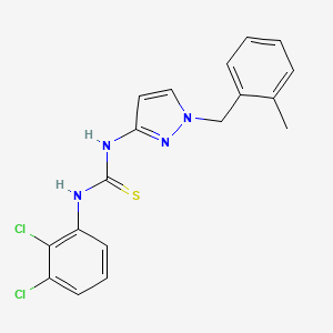 molecular formula C18H16Cl2N4S B4803112 N-(2,3-dichlorophenyl)-N'-[1-(2-methylbenzyl)-1H-pyrazol-3-yl]thiourea 