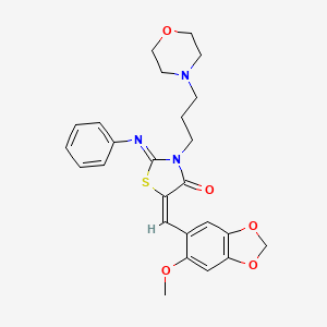 molecular formula C25H27N3O5S B4803142 (5E)-5-[(6-methoxy-1,3-benzodioxol-5-yl)methylidene]-3-(3-morpholin-4-ylpropyl)-2-phenylimino-1,3-thiazolidin-4-one 