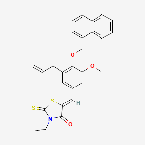 molecular formula C27H25NO3S2 B4803159 (5Z)-3-ethyl-5-[[3-methoxy-4-(naphthalen-1-ylmethoxy)-5-prop-2-enylphenyl]methylidene]-2-sulfanylidene-1,3-thiazolidin-4-one 