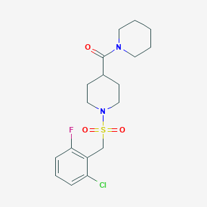 1-[(2-CHLORO-6-FLUOROPHENYL)METHANESULFONYL]-4-(PIPERIDINE-1-CARBONYL)PIPERIDINE