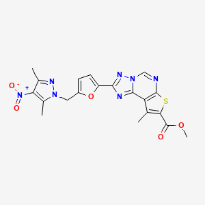 methyl 2-{5-[(3,5-dimethyl-4-nitro-1H-pyrazol-1-yl)methyl]-2-furyl}-9-methylthieno[3,2-e][1,2,4]triazolo[1,5-c]pyrimidine-8-carboxylate