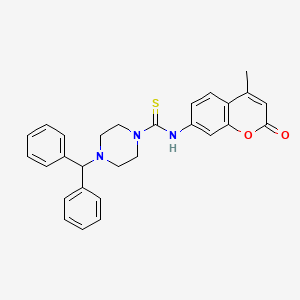 4-(diphenylmethyl)-N-(4-methyl-2-oxo-2H-chromen-7-yl)-1-piperazinecarbothioamide