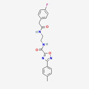 molecular formula C20H19FN4O3 B4803305 2-(4-FLUOROPHENYL)-N-(2-{[3-(4-METHYLPHENYL)-1,2,4-OXADIAZOL-5-YL]FORMAMIDO}ETHYL)ACETAMIDE 