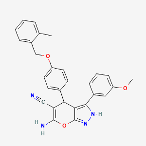 6-AMINO-3-(3-METHOXYPHENYL)-4-{4-[(2-METHYLBENZYL)OXY]PHENYL}-1,4-DIHYDROPYRANO[2,3-C]PYRAZOL-5-YL CYANIDE