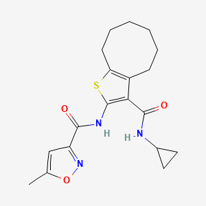 molecular formula C19H23N3O3S B4803404 N-[3-(CYCLOPROPYLCARBAMOYL)-4H5H6H7H8H9H-CYCLOOCTA[B]THIOPHEN-2-YL]-5-METHYL-12-OXAZOLE-3-CARBOXAMIDE 