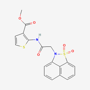 molecular formula C18H14N2O5S2 B4803506 Methyl 2-[[2-(2,2-dioxo-2lambda6-thia-3-azatricyclo[6.3.1.04,12]dodeca-1(11),4,6,8(12),9-pentaen-3-yl)acetyl]amino]thiophene-3-carboxylate 