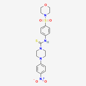 molecular formula C21H25N5O5S2 B4803550 N-[4-(4-morpholinylsulfonyl)phenyl]-4-(4-nitrophenyl)-1-piperazinecarbothioamide 