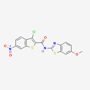 3-chloro-N-(6-methoxy-1,3-benzothiazol-2-yl)-6-nitro-1-benzothiophene-2-carboxamide