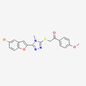 molecular formula C20H16BrN3O3S B4803715 2-{[5-(5-bromo-1-benzofuran-2-yl)-4-methyl-4H-1,2,4-triazol-3-yl]thio}-1-(4-methoxyphenyl)ethanone 