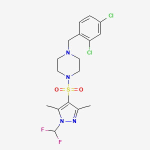 molecular formula C17H20Cl2F2N4O2S B4803720 1-(2,4-dichlorobenzyl)-4-{[1-(difluoromethyl)-3,5-dimethyl-1H-pyrazol-4-yl]sulfonyl}piperazine 