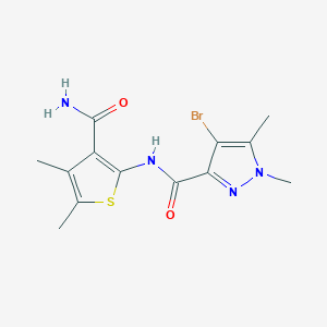 molecular formula C13H15BrN4O2S B4803740 N-[3-(aminocarbonyl)-4,5-dimethyl-2-thienyl]-4-bromo-1,5-dimethyl-1H-pyrazole-3-carboxamide 