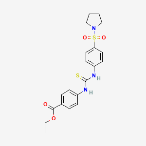 molecular formula C20H23N3O4S2 B4803827 ethyl 4-[({[4-(1-pyrrolidinylsulfonyl)phenyl]amino}carbonothioyl)amino]benzoate 