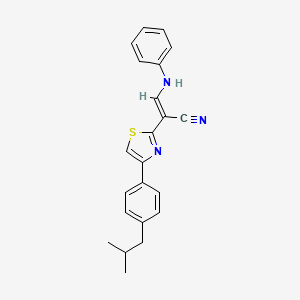 molecular formula C22H21N3S B4803831 (E)-3-anilino-2-[4-[4-(2-methylpropyl)phenyl]-1,3-thiazol-2-yl]prop-2-enenitrile 