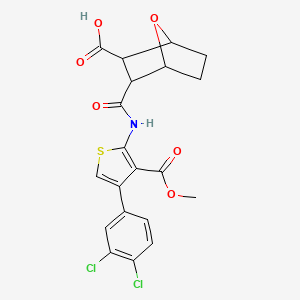 molecular formula C20H17Cl2NO6S B4803924 3-{[4-(3,4-Dichlorophenyl)-3-(methoxycarbonyl)thiophen-2-yl]carbamoyl}-7-oxabicyclo[2.2.1]heptane-2-carboxylic acid 