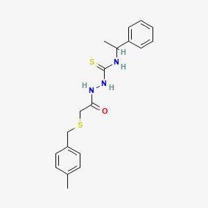 molecular formula C19H23N3OS2 B4803934 2-{[(4-methylbenzyl)thio]acetyl}-N-(1-phenylethyl)hydrazinecarbothioamide 