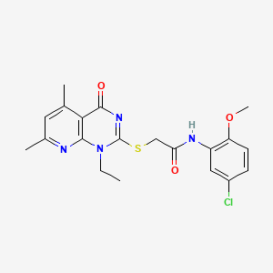 molecular formula C20H21ClN4O3S B4803938 N-(5-CHLORO-2-METHOXYPHENYL)-2-({1-ETHYL-5,7-DIMETHYL-4-OXO-1H,4H-PYRIDO[2,3-D]PYRIMIDIN-2-YL}SULFANYL)ACETAMIDE 