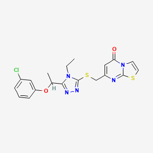 molecular formula C19H18ClN5O2S2 B4803962 7-[({5-[1-(3-chlorophenoxy)ethyl]-4-ethyl-4H-1,2,4-triazol-3-yl}sulfanyl)methyl]-5H-[1,3]thiazolo[3,2-a]pyrimidin-5-one 