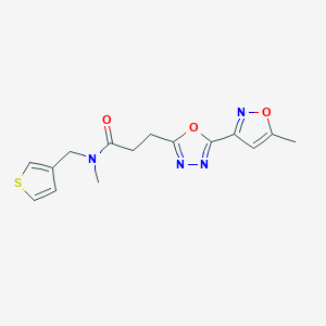 molecular formula C15H16N4O3S B4804033 N-methyl-3-[5-(5-methyl-3-isoxazolyl)-1,3,4-oxadiazol-2-yl]-N-(3-thienylmethyl)propanamide 