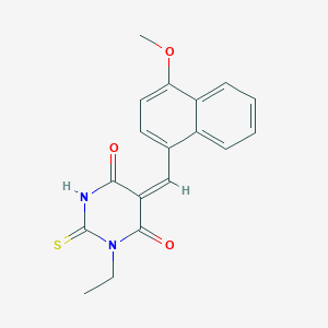 molecular formula C18H16N2O3S B4804042 (5E)-1-ethyl-5-[(4-methoxynaphthalen-1-yl)methylidene]-2-sulfanylidene-1,3-diazinane-4,6-dione 