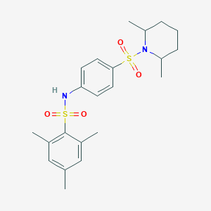 molecular formula C22H30N2O4S2 B4804049 N-{4-[(2,6-dimethylpiperidin-1-yl)sulfonyl]phenyl}-2,4,6-trimethylbenzenesulfonamide 