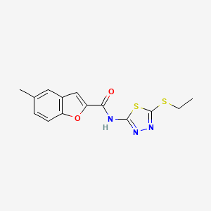 molecular formula C14H13N3O2S2 B4804081 N-[5-(ethylthio)-1,3,4-thiadiazol-2-yl]-5-methyl-1-benzofuran-2-carboxamide 