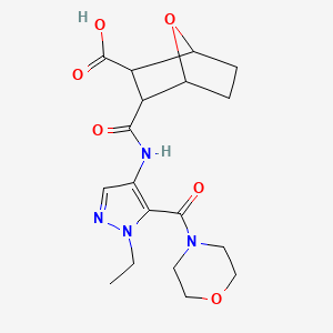 molecular formula C18H24N4O6 B4804130 3-({[1-ETHYL-5-(MORPHOLINOCARBONYL)-1H-PYRAZOL-4-YL]AMINO}CARBONYL)-7-OXABICYCLO[2.2.1]HEPTANE-2-CARBOXYLIC ACID 